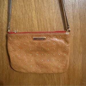 Rebecca Minkoff Leather Studded Crossbody mini Bag in Tan